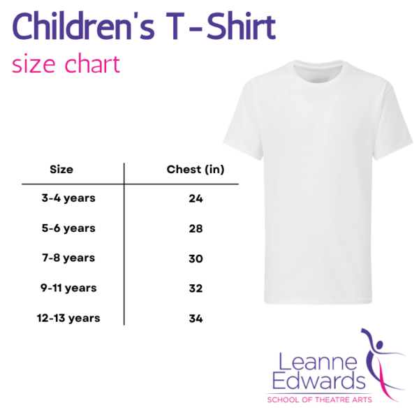 Children's t-shirt sizing infographic