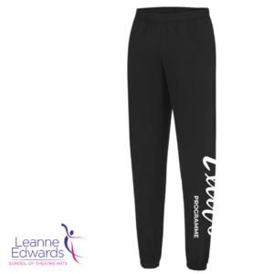 Black joggers that show the Excel logo on the left leg.