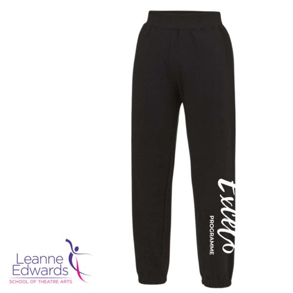Black joggers that show the Excel logo on the left leg.